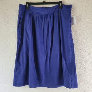 NWOT Eileen Fisher Women's Midi Skirt Linen Viscose Royal Blue Large 2 pockets